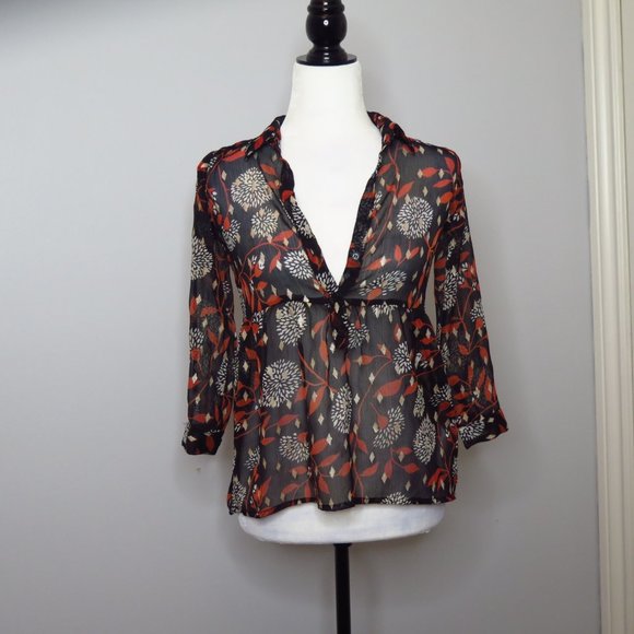 Sheer Black Patterned Tunic Top - Picture 2 of 8